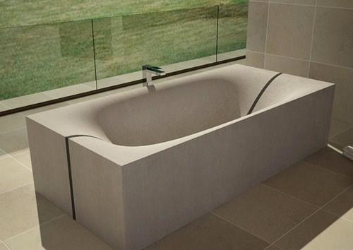 Concrete baths and Dade Design company sinks.