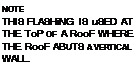 Подпись: NOTE THIS FLASHiNG IS uSED AT THE ToP OF A RooF WHERE THE RooF ABUTS A VERTICAL WALL. 